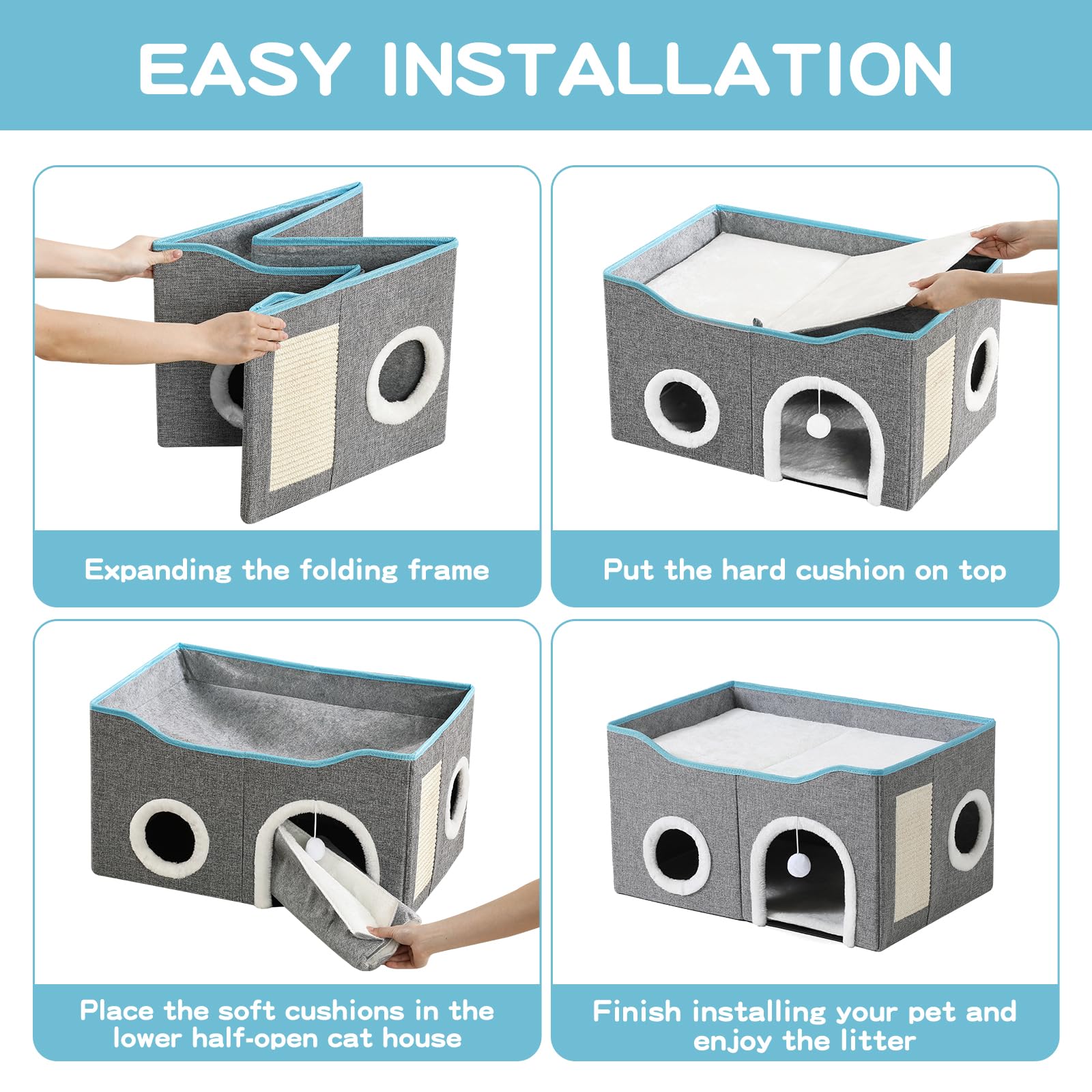 Crispedia foldable cat bed showing tool-free assembly