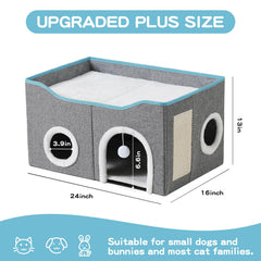 Crispedia large cat bed with fluffy ball toy for playful activity