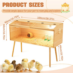 CroBlissful 40x16x16 brooder sliding door close-up for easy cleaning