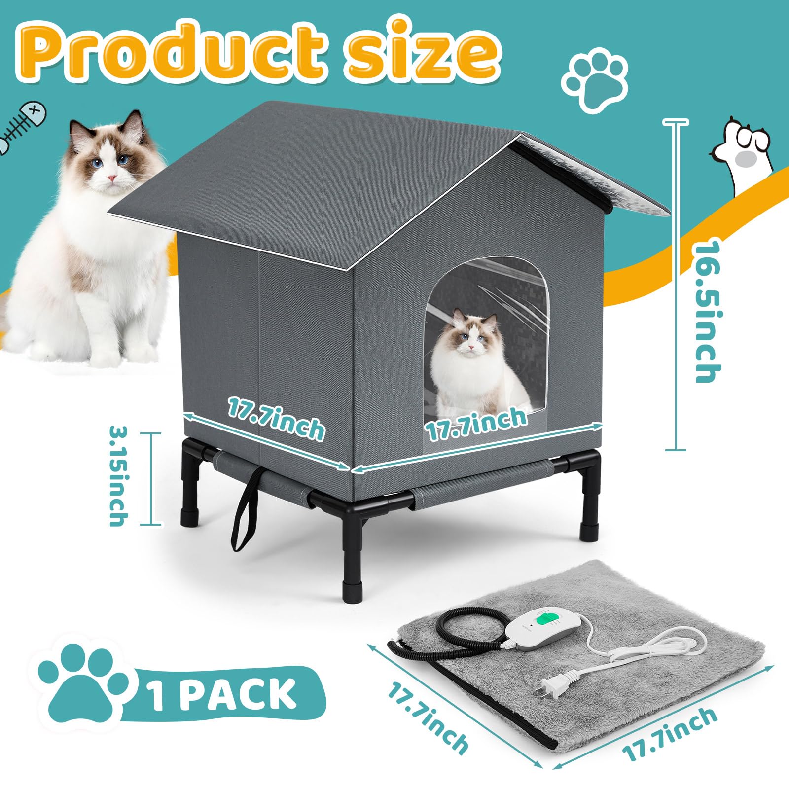 CroBlissful Elevated Heated Cat House interior reveals plush lining for cozy naps.