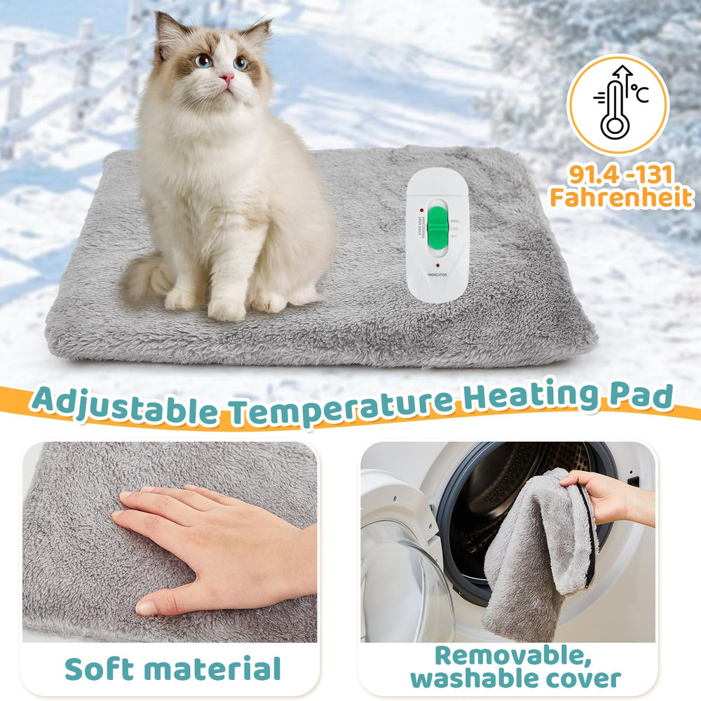 CroBlissful Elevated Heated Cat House waterproof PVC material—windproof weather protection for outdoors.