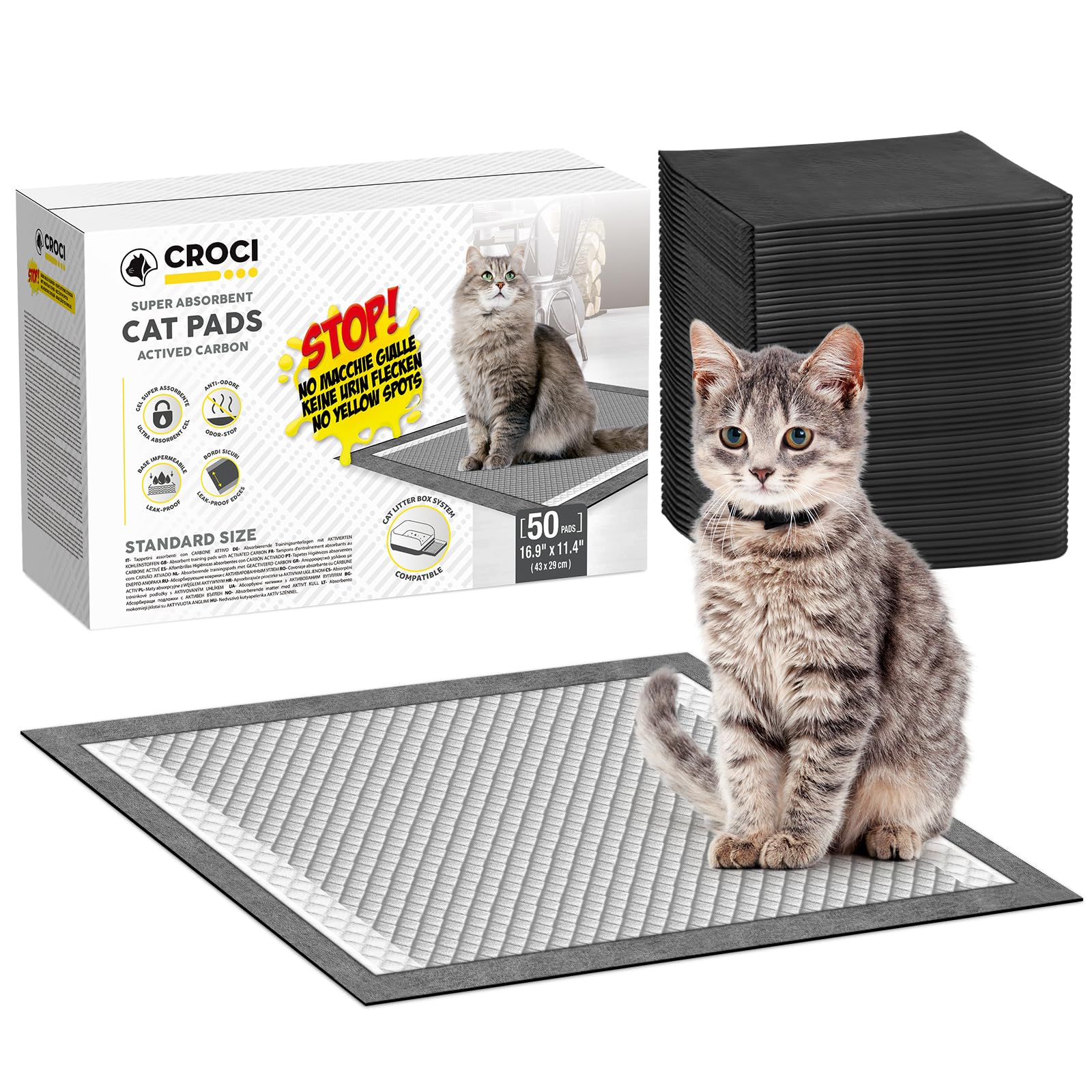 Croci cat pads Breeze-system odor-control in action for a fresher litter area.