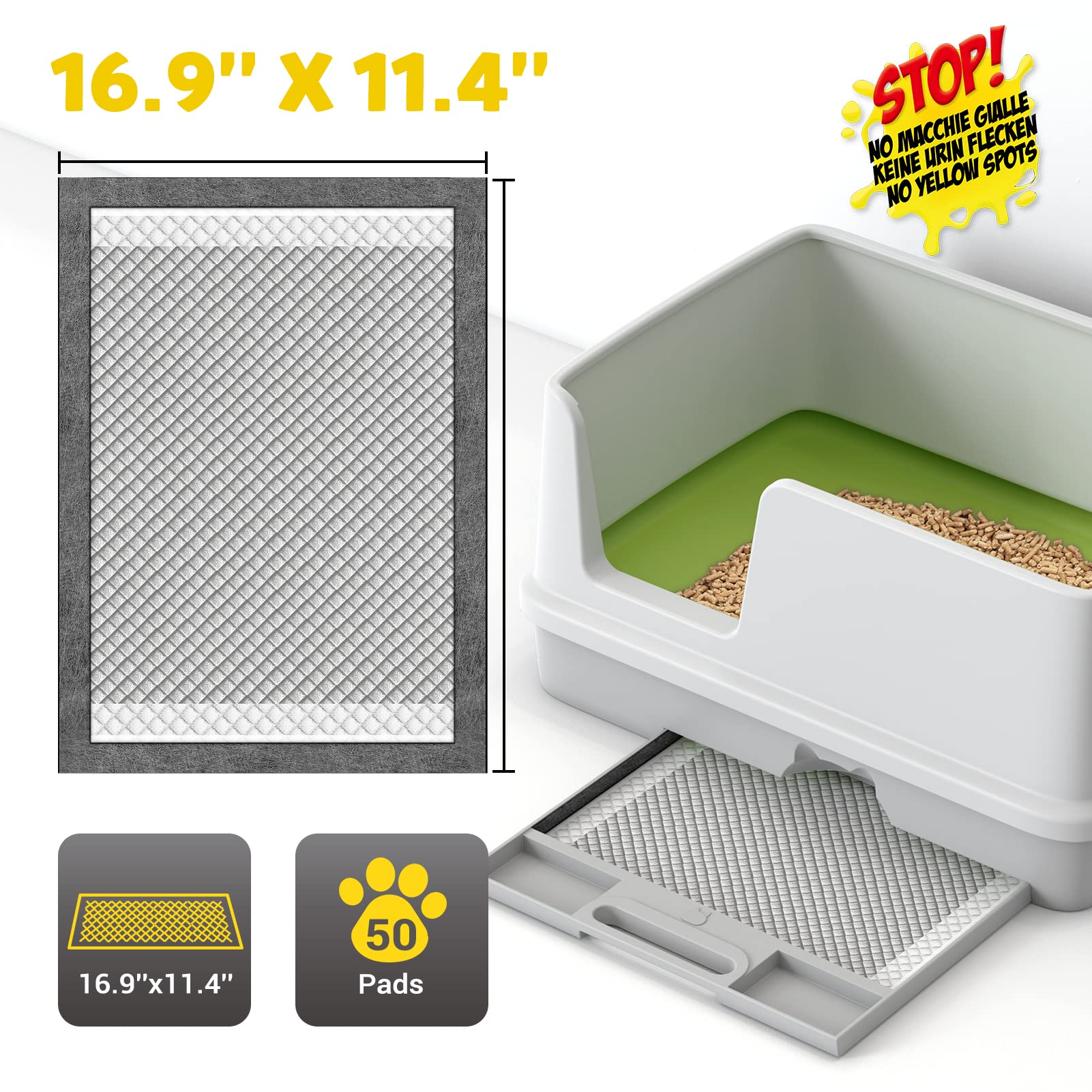 Croci cat pads infused with charcoal for natural odor control.