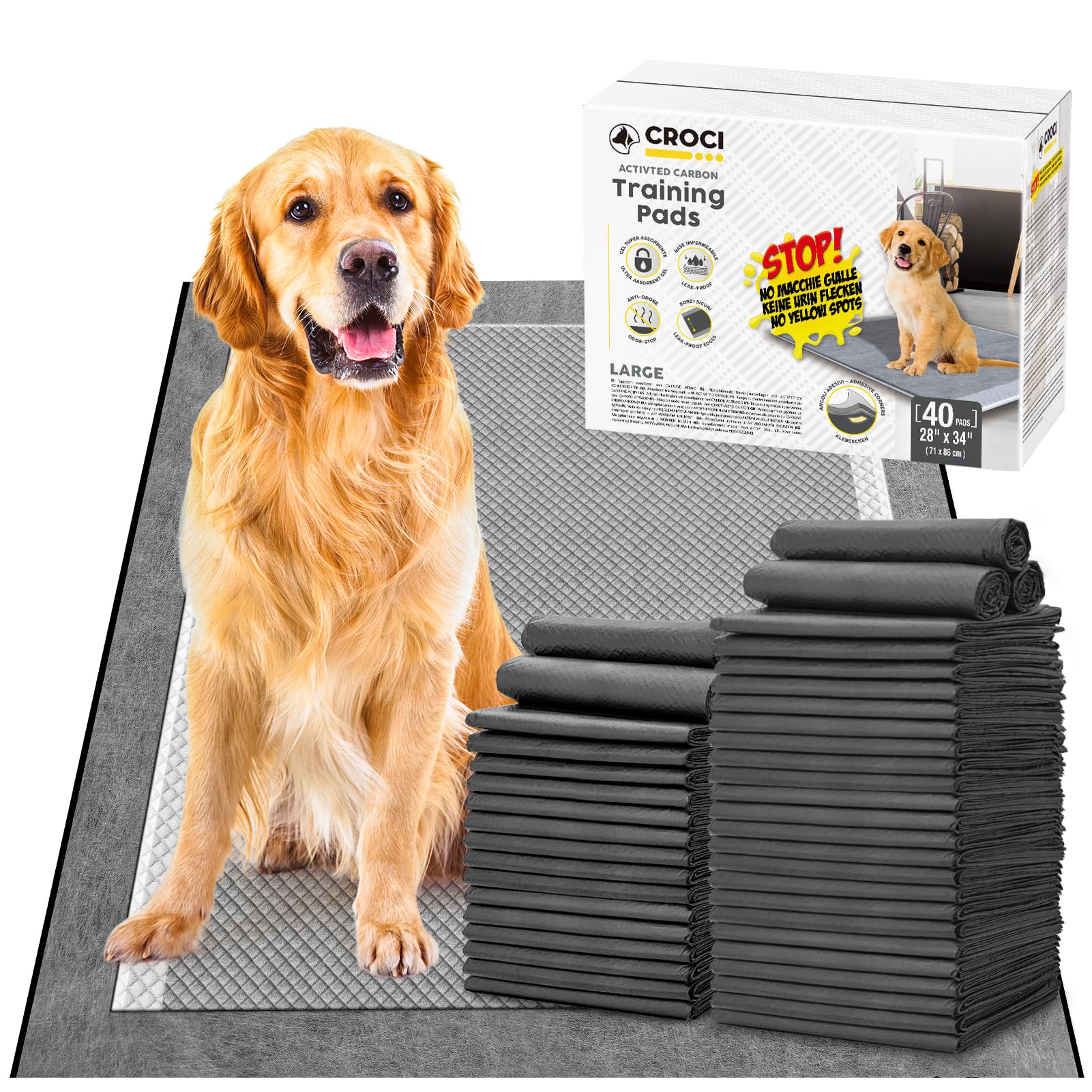 Croci Charcoal Puppy Pads pack shot highlights extra-large size for training