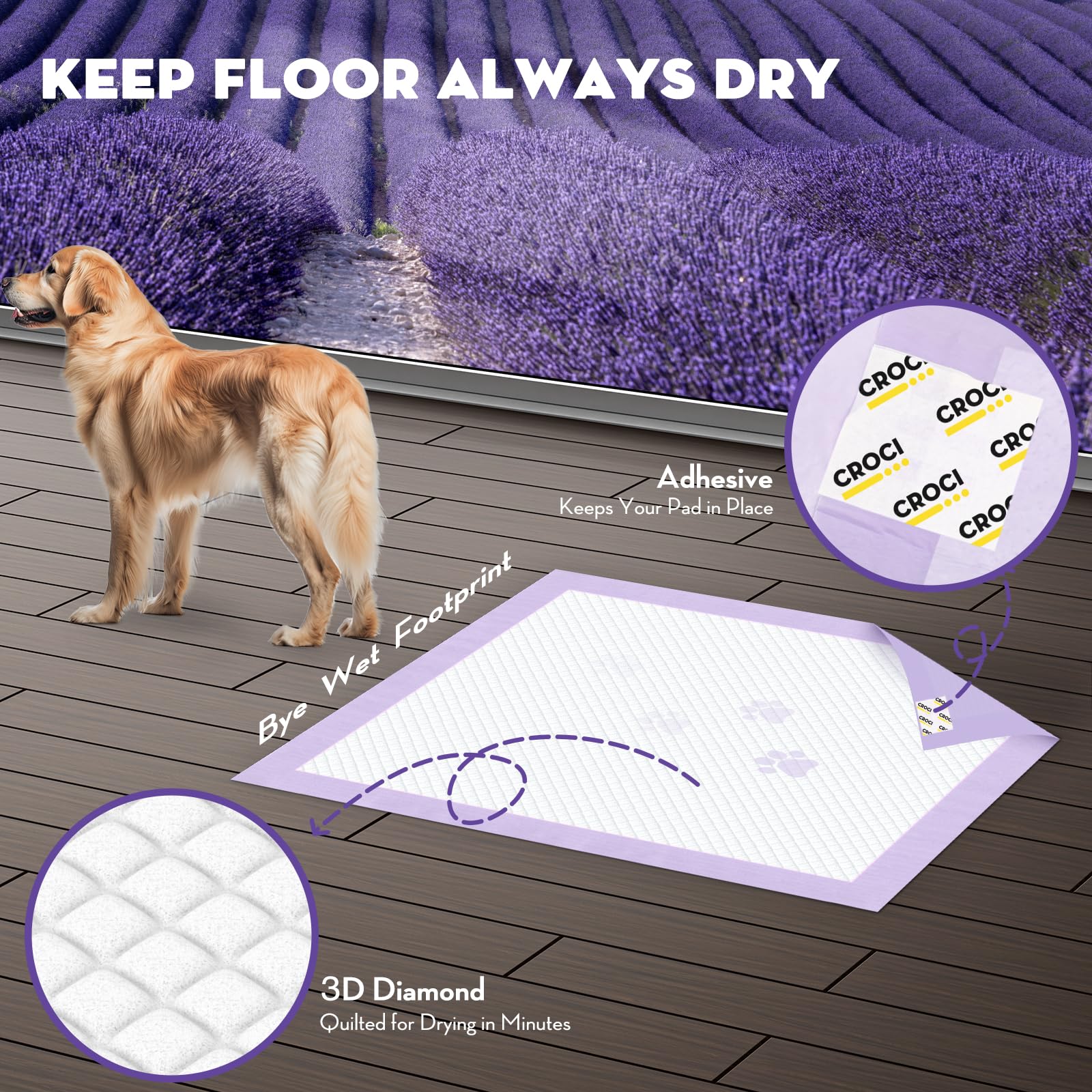Croci pad absorbent core forms gel to trap moisture at center