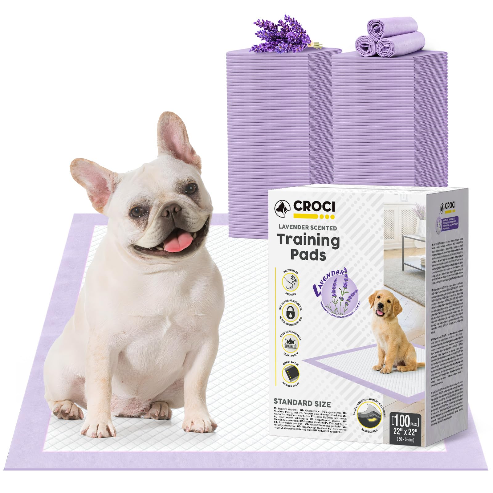 Croci puppy pads small packaging communicates quality and ready-to-use convenience for quick potty setup.