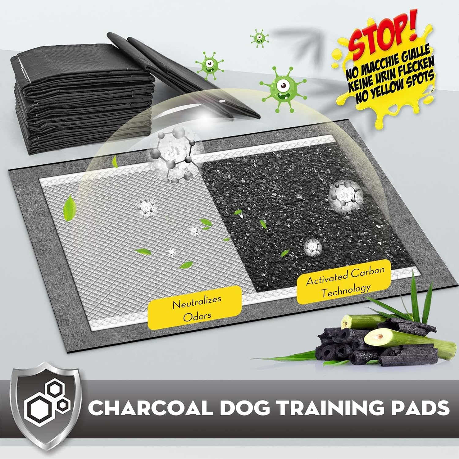 Croci odor-control illustration showing activated carbon within pads
