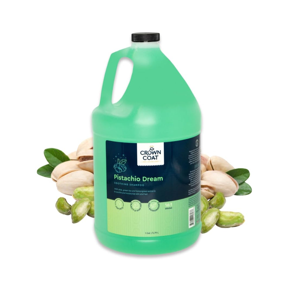 Crown Coat Pistachio Dream shampoo bottle for professional grooming.