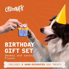 CRUMBARK hand decorated cookies in a festive dog birthday box