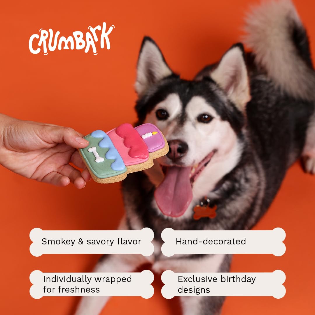 CRUMBARK ready-to-serve dog birthday cookies unwrapped and presented