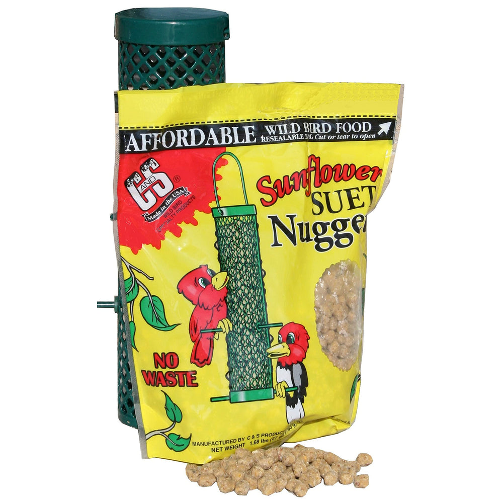 C&S Sunflower Suet Nuggets used in traditional feeders mixed with seed to boost variety.