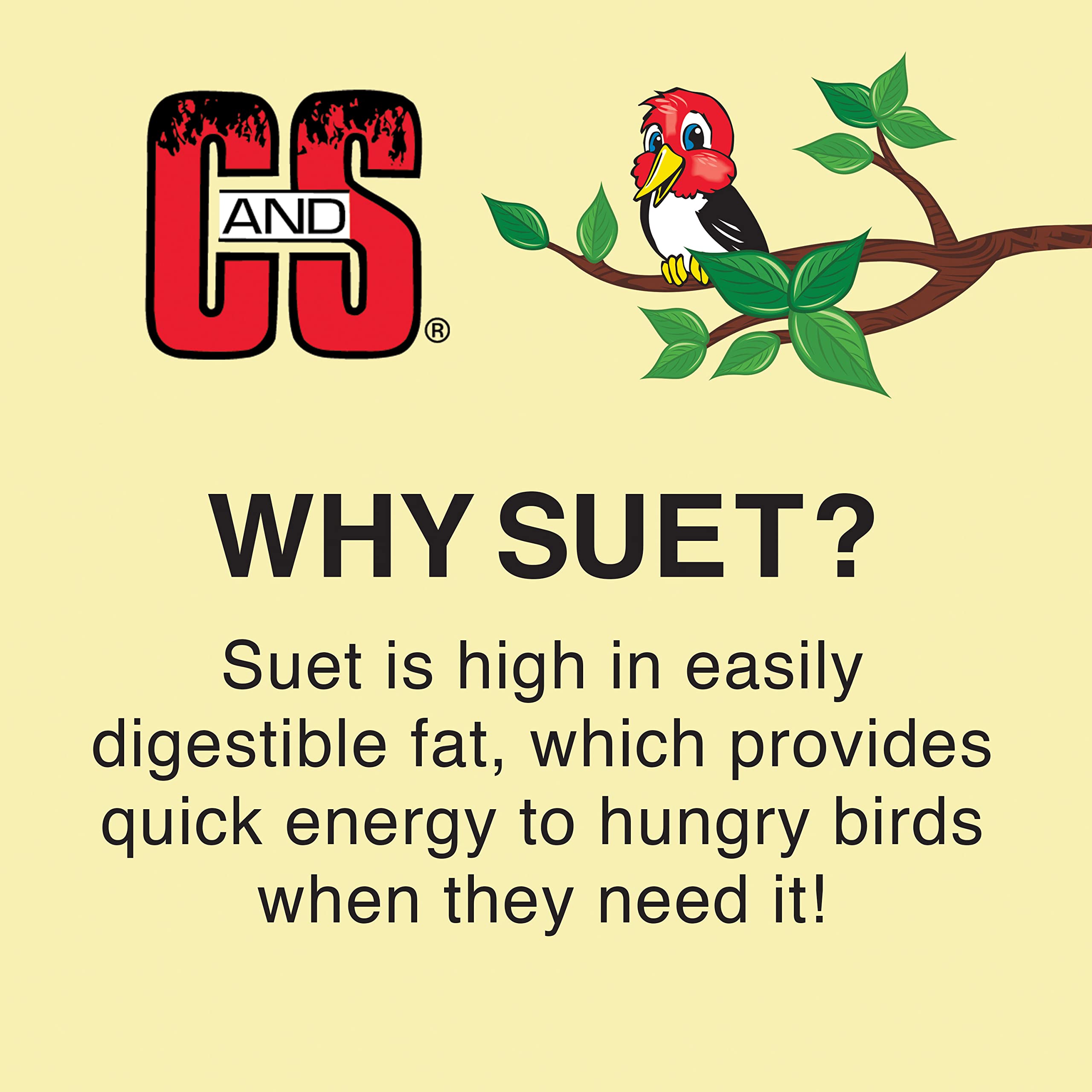 C&S Sunflower Suet Nuggets year-round feeding support provides steady energy for songbirds.