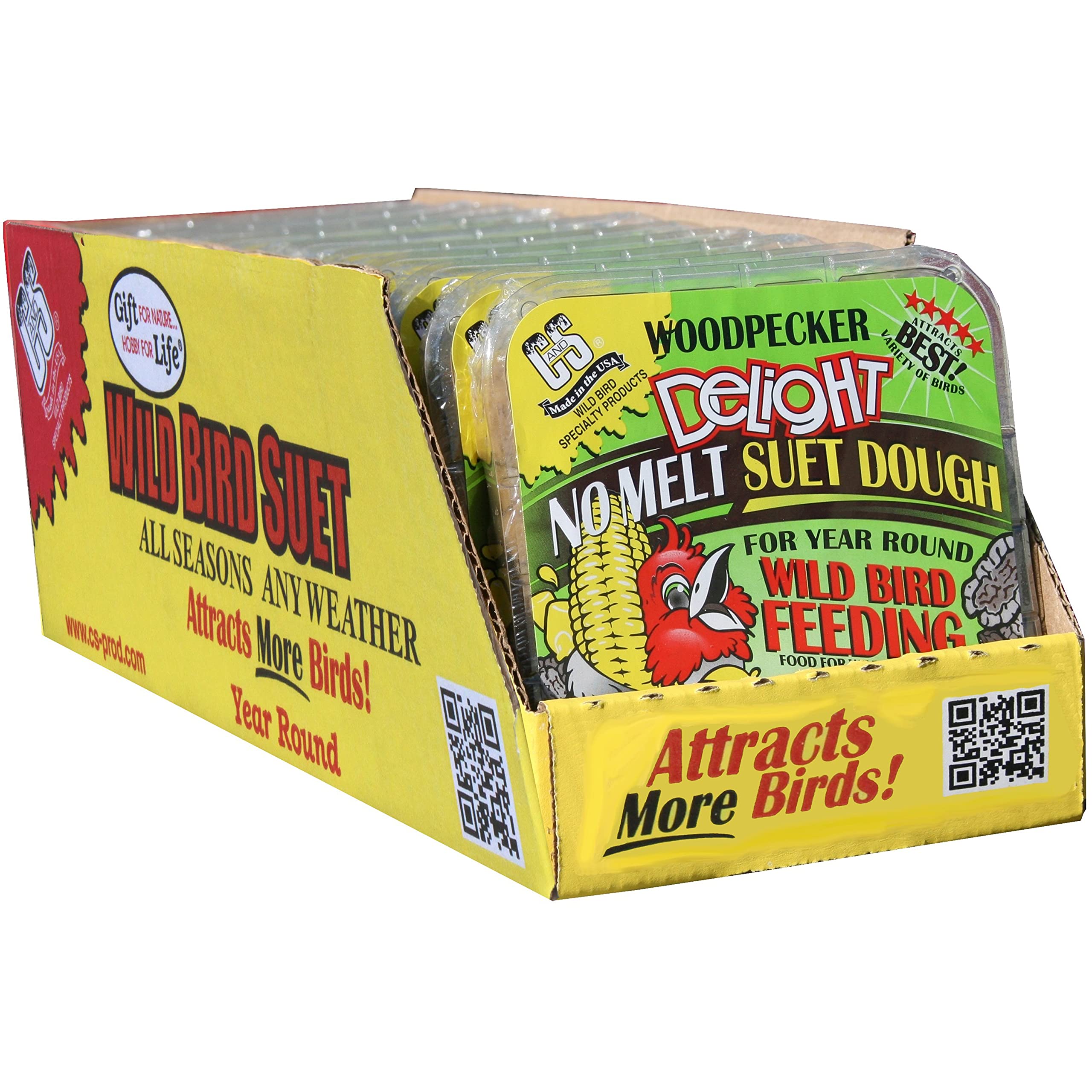 C&S Woodpecker Delight cake in feeder for quick year-round use.