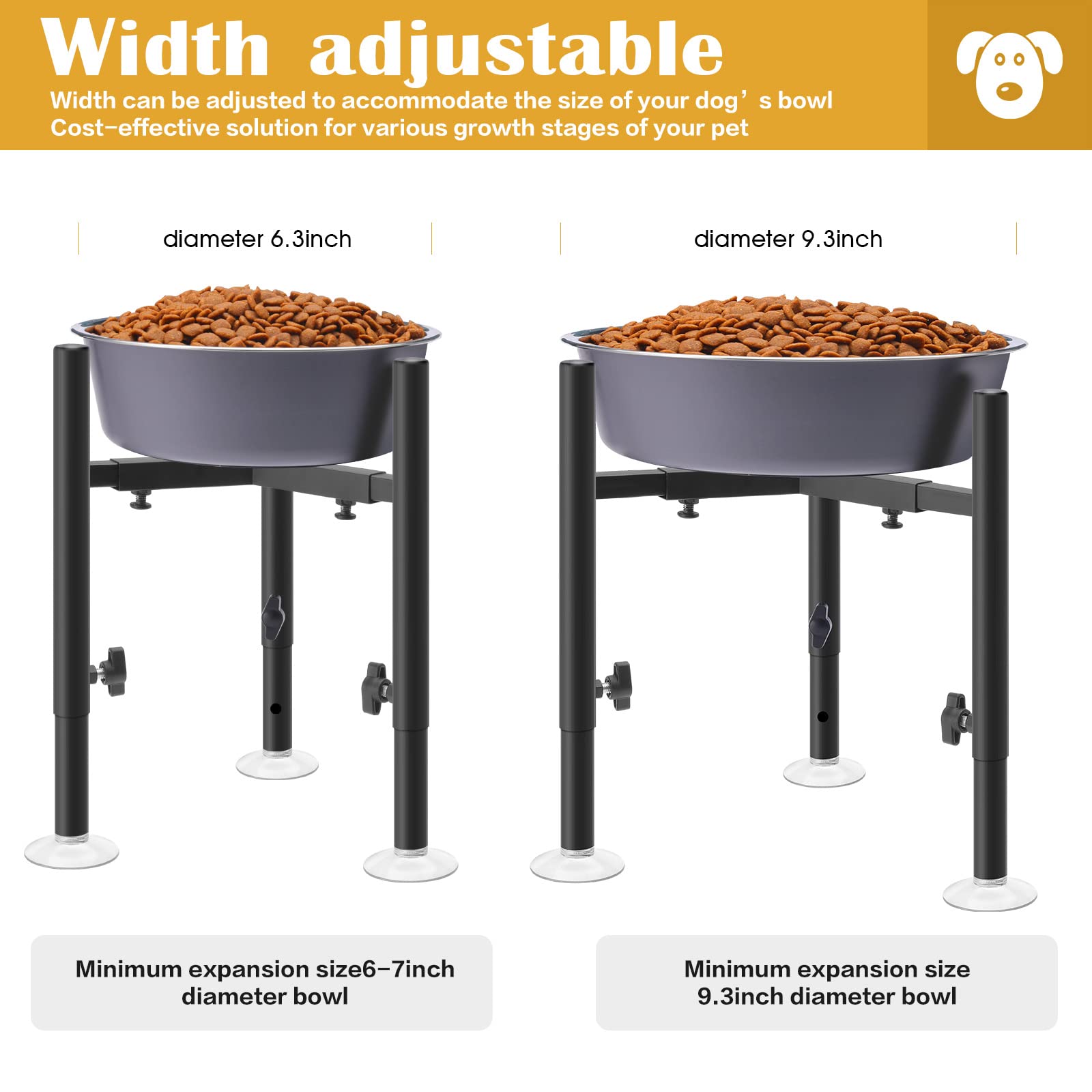 CSD elevated dog bowl stand assembly steps shown for quick setup and repositioning