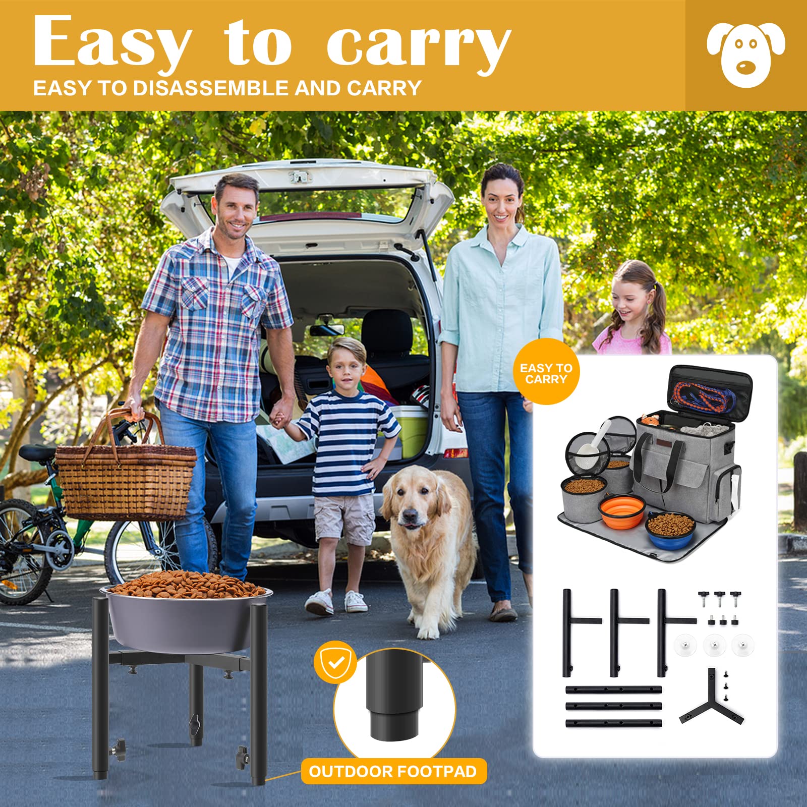 CSD elevated dog bowl stand suitable for outdoor use with durable materials