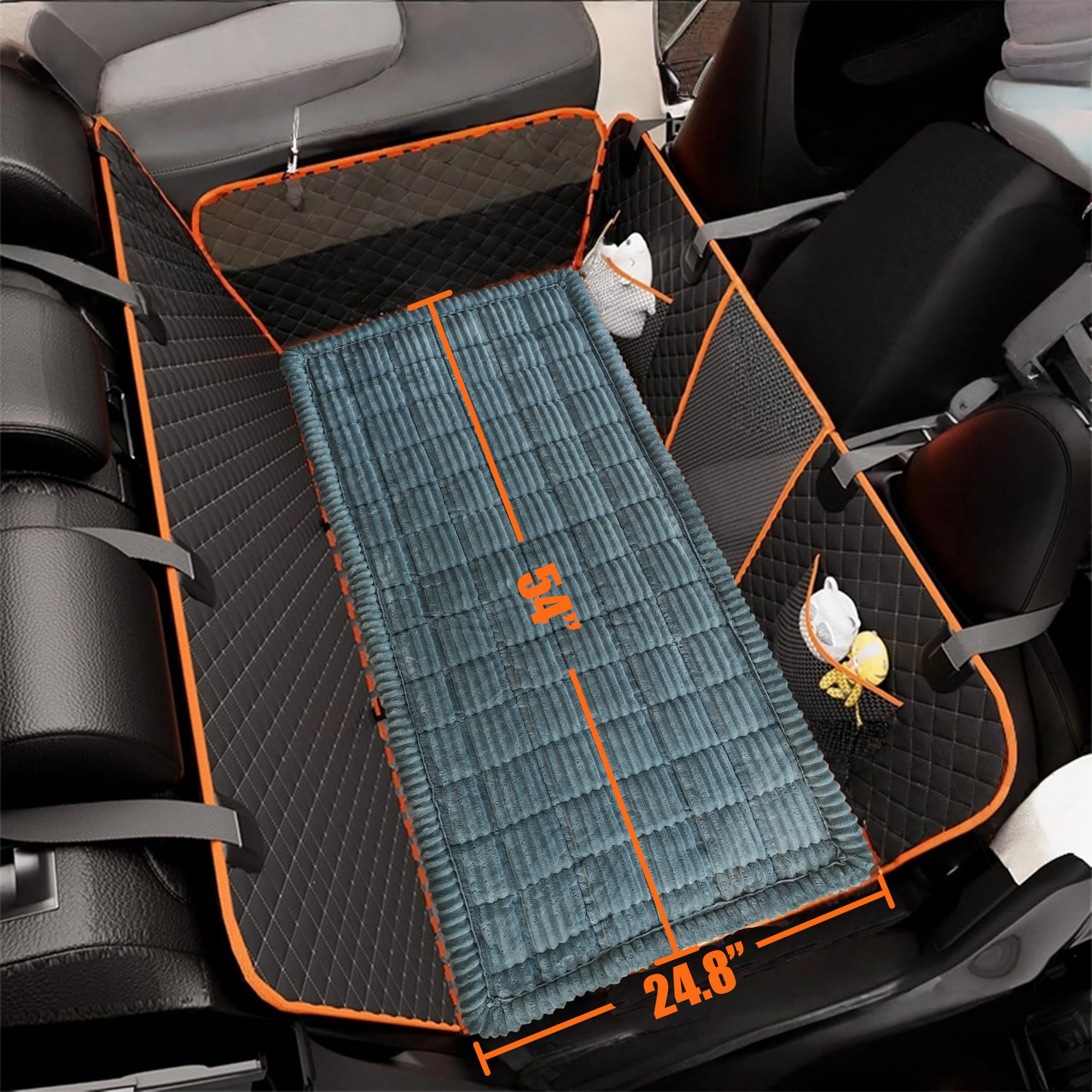 Cshionary PP cotton-filled bed delivers plush support for long drives.
