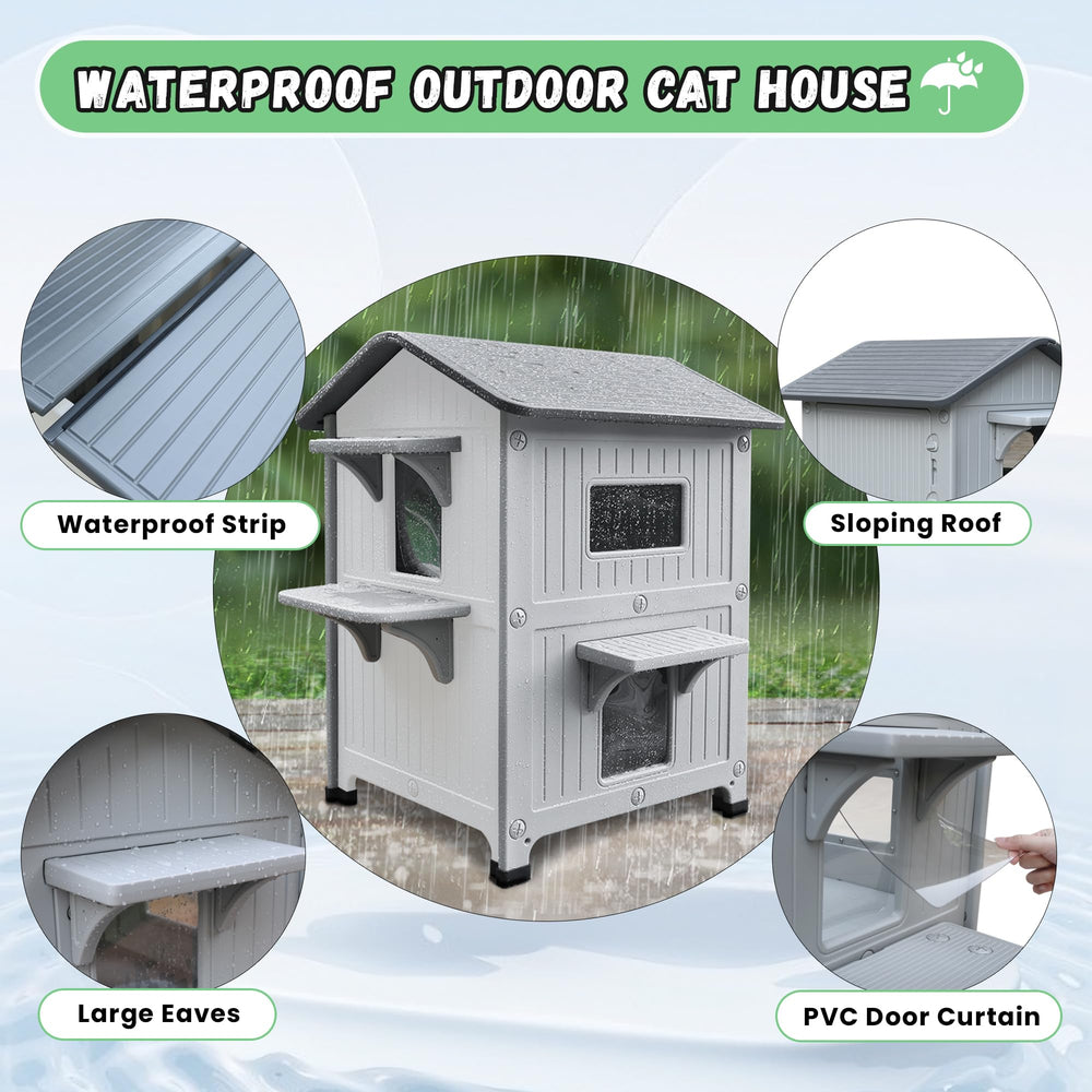 CSQOO cat house dimensions 23-6 by 20-9 by 18-3 inches.