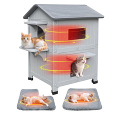 CSQOO outdoor cat house with insulated lining for warm shelter outdoors