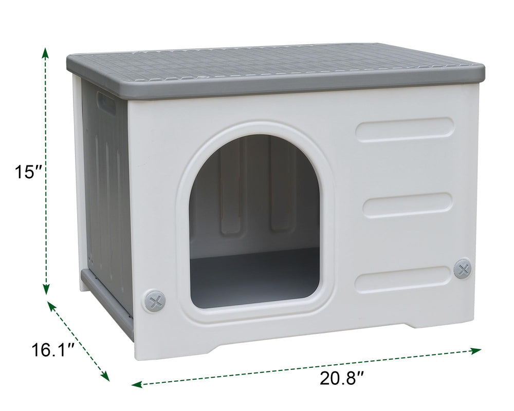 CSQOO plastic cat house elevated base protects paws from damp ground