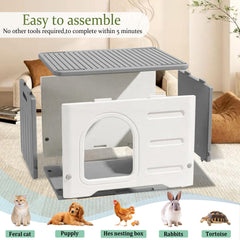 CSQOO plastic cat house interior grey shelter provides a dry resting space