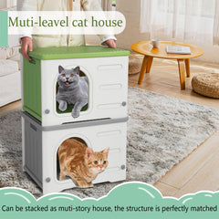 CSQOO plastic cat house multi-story setup for keeping multiple cats comfortable