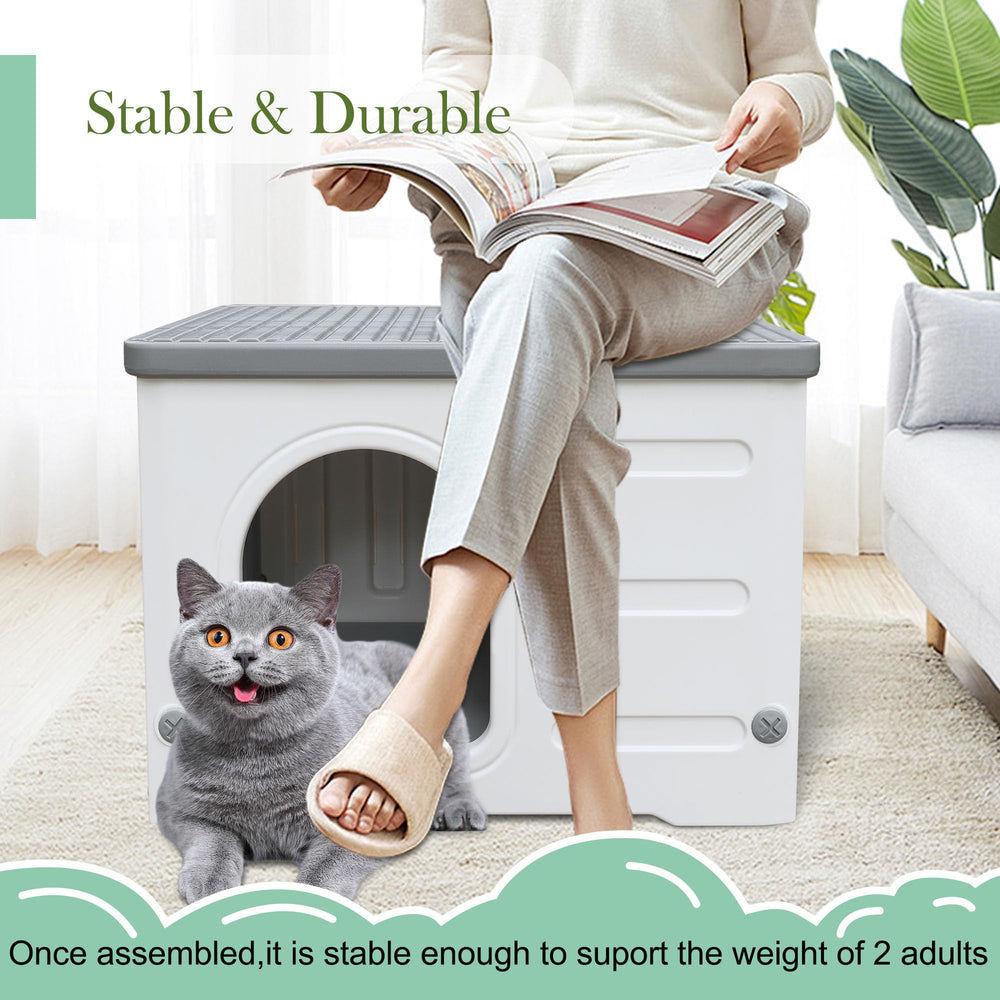 CSQOO plastic cat house waterproof exterior keeps contents dry during showers
