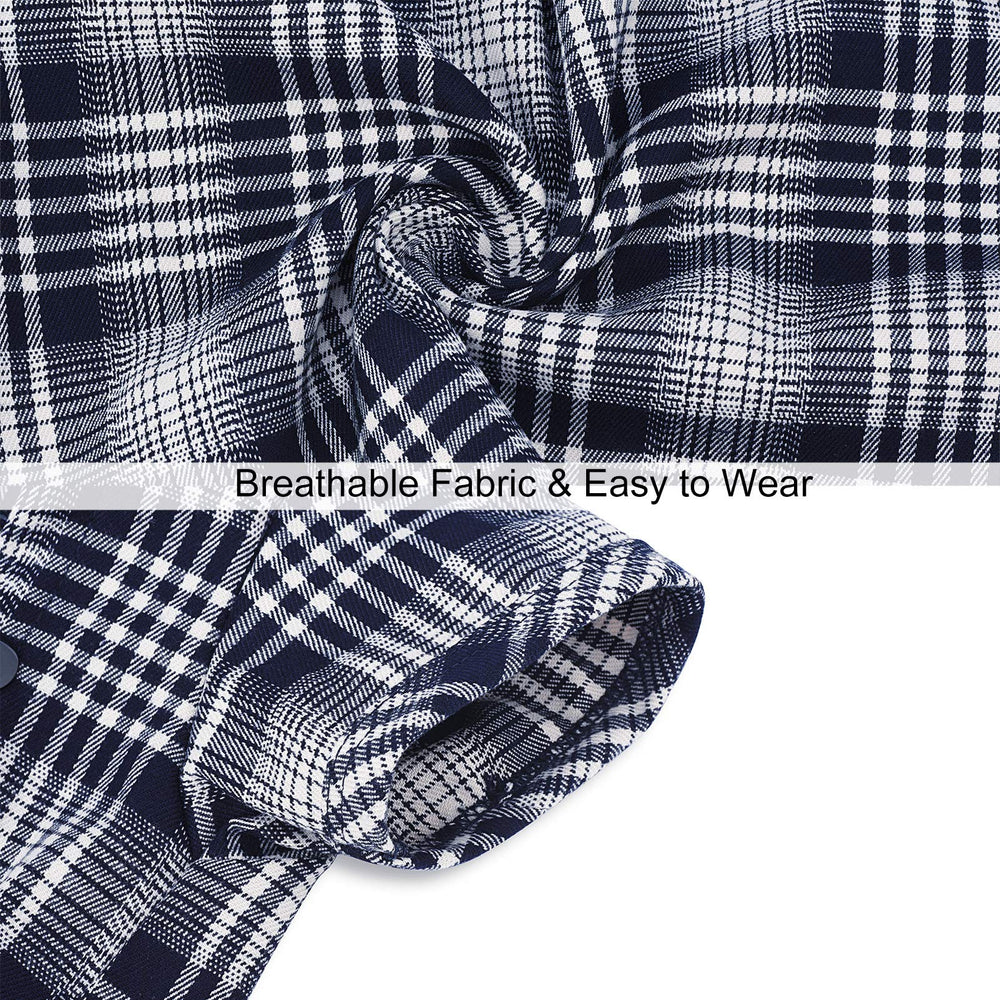 CtilFelix dog shirt plaid blue easy-on-off snap buttons ideal for quick dressing