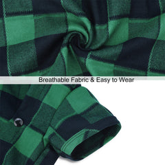 CtilFelix plaid green dog shirt close-up fabric texture and comfort.