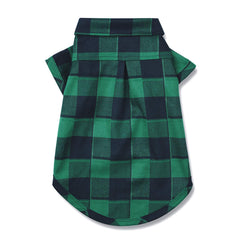 CtilFelix plaid dog shirt green side view highlights easy-on snaps.