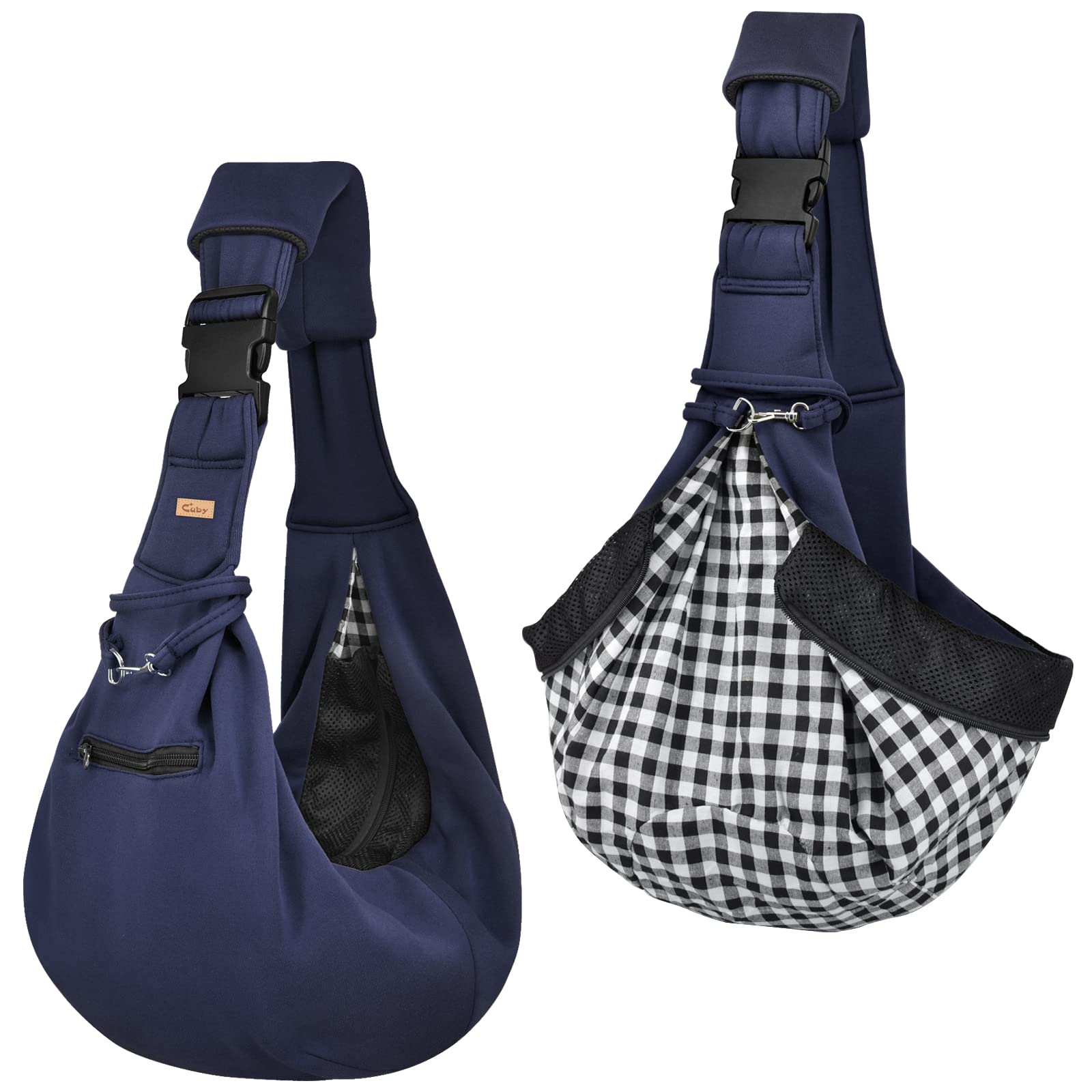 Blue senior variant of the Cuby sling carrier with breathable, cozy fabric.