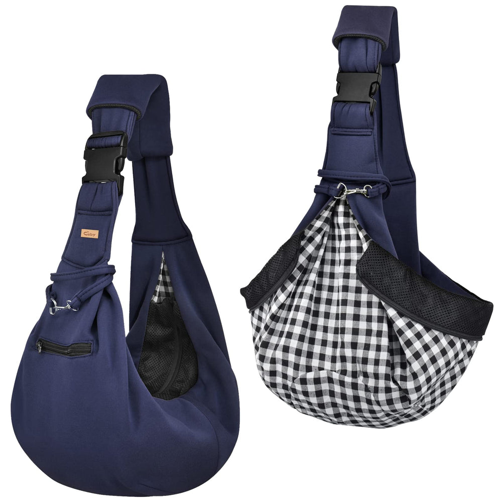 Blue senior variant of the Cuby sling carrier with breathable, cozy fabric.