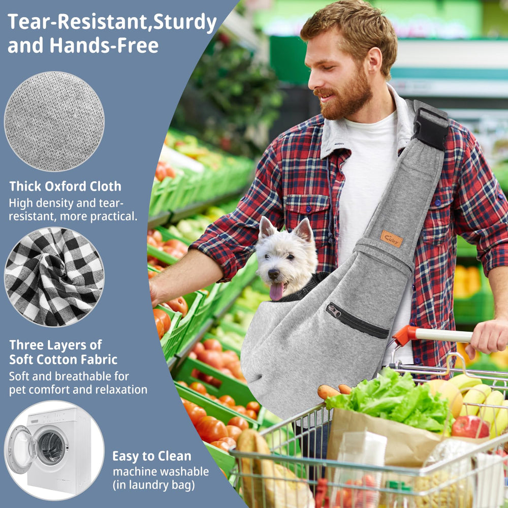 Cuby sling breathable inner plaid lining provides comfortable pet contact.