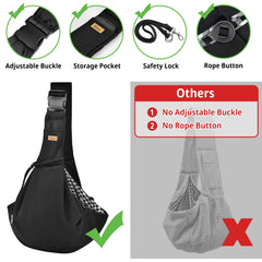 Cuby sling carrier shows adjustable straps for a customizable fit during walks.