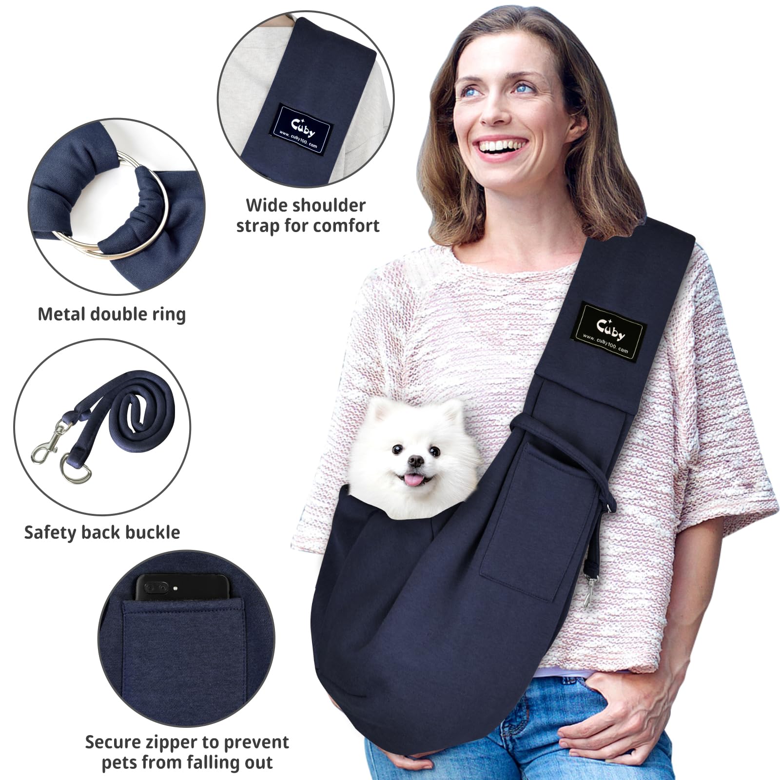 Cuby sling carrier adjustable strap highlights customizable fit for long walks