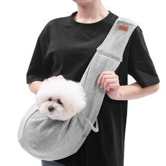 Cuby dog-cat sling carrier grey side view for hands-free travel