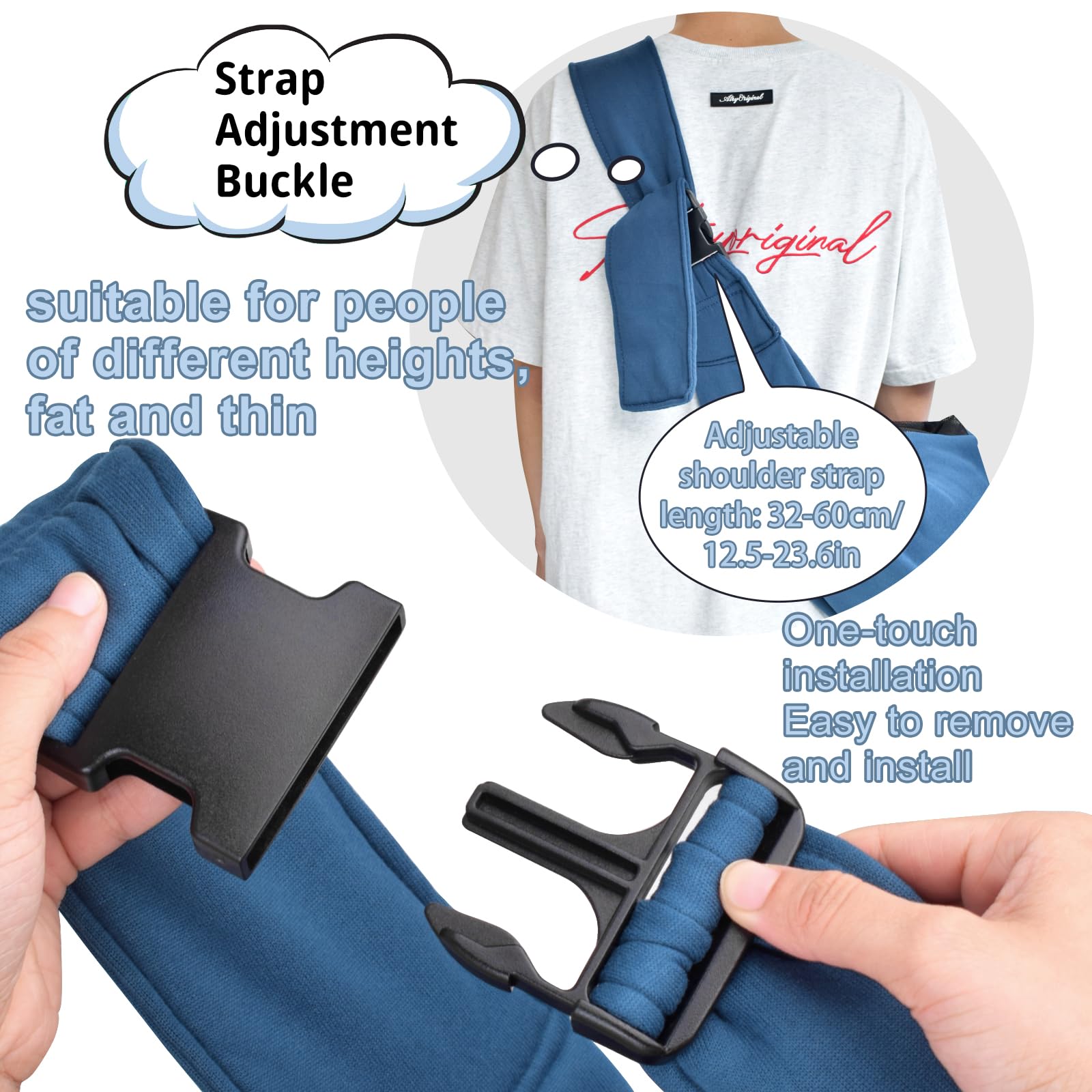 CUBY sling carrier hands-free use for walking and travel.