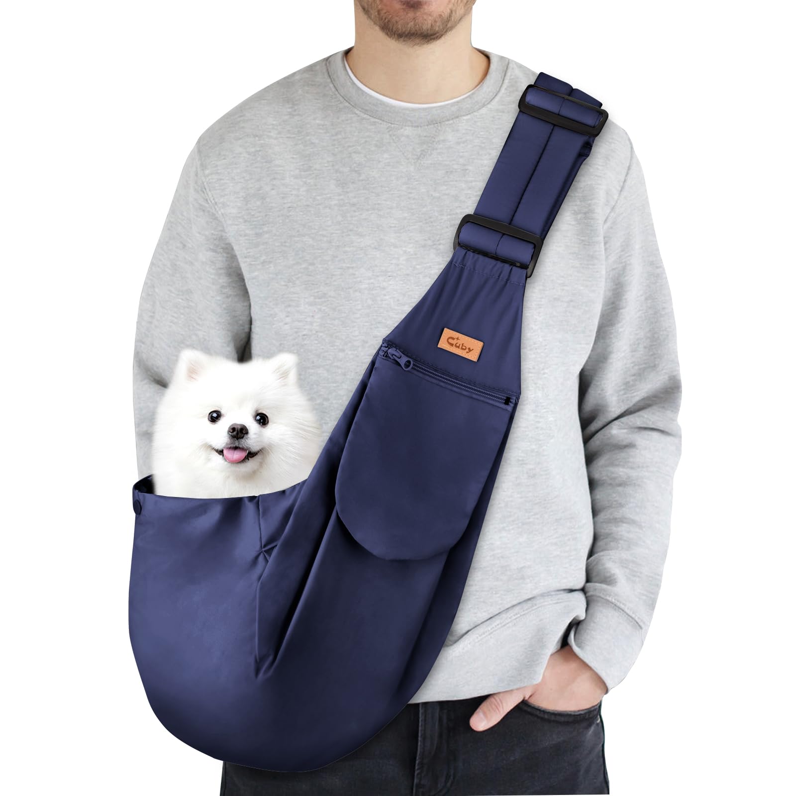 CUBY sling strap adjustment shows customizable comfort on daily walks