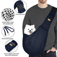 Cuby pet sling double-protection highlights inner buttons and safety rope.