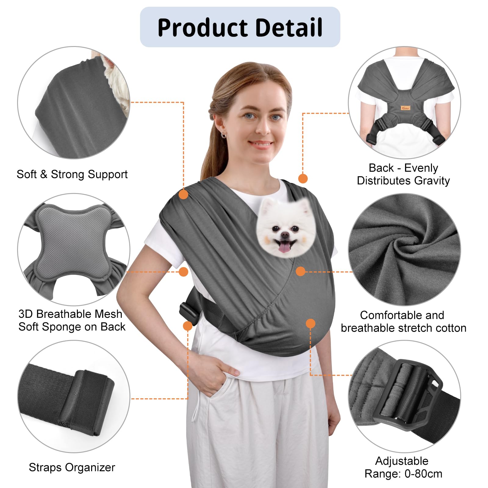 Cuby pet sling can be worn under a coat in cold weather