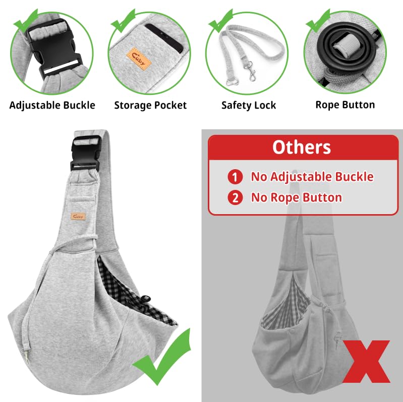 Cuby puppy-cat sling adjustable strap demonstrates comfortable wear