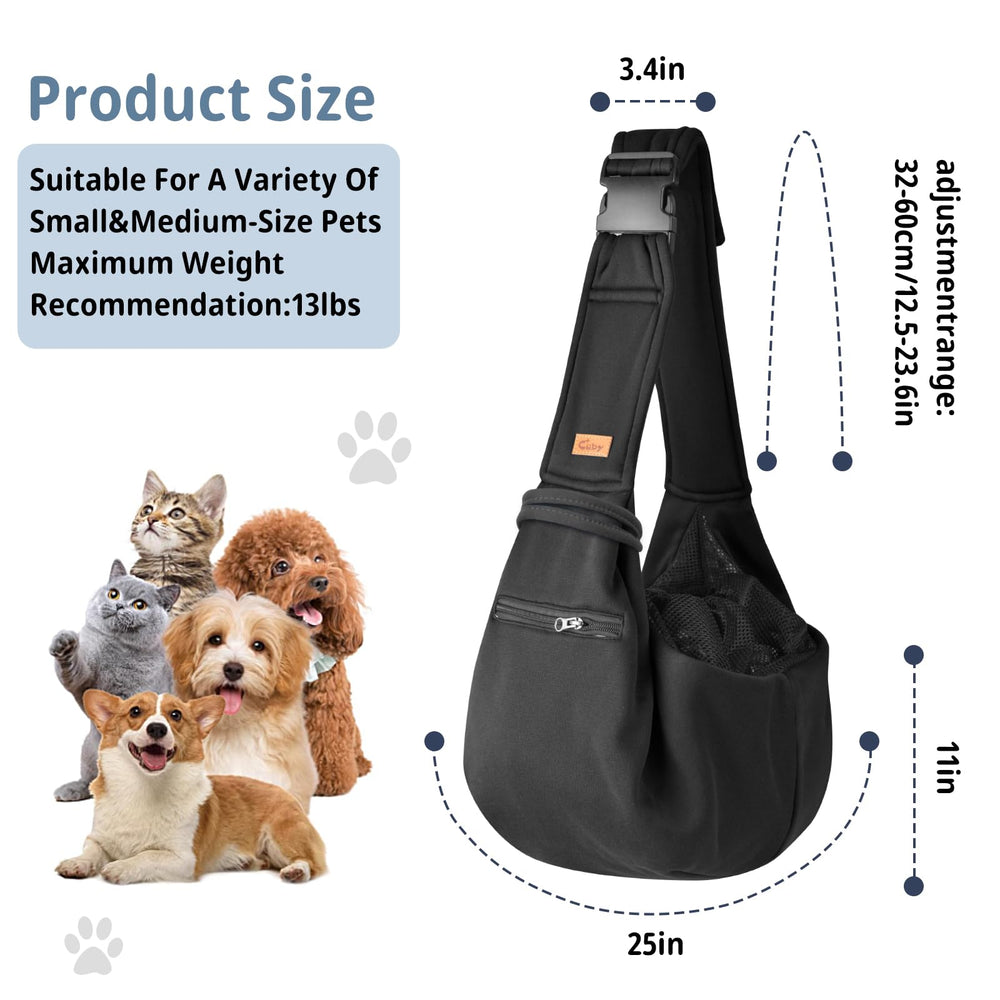 Cuby sling carrier outdoors close-to-pet design supports pets during mall trips.