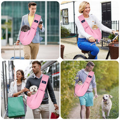 CUBY porta-mascotas rosa, bolsillos amplios para llaves y móvil.