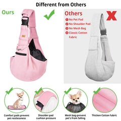 CUBY sling shoulder pad close-up showing comfort during long walks