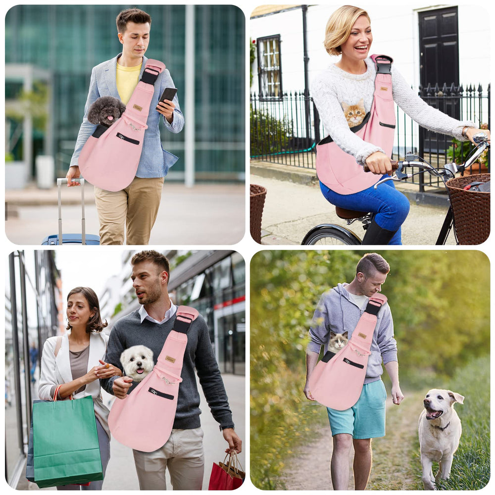 CUBY sling worn on park stroll highlights hands-free convenience