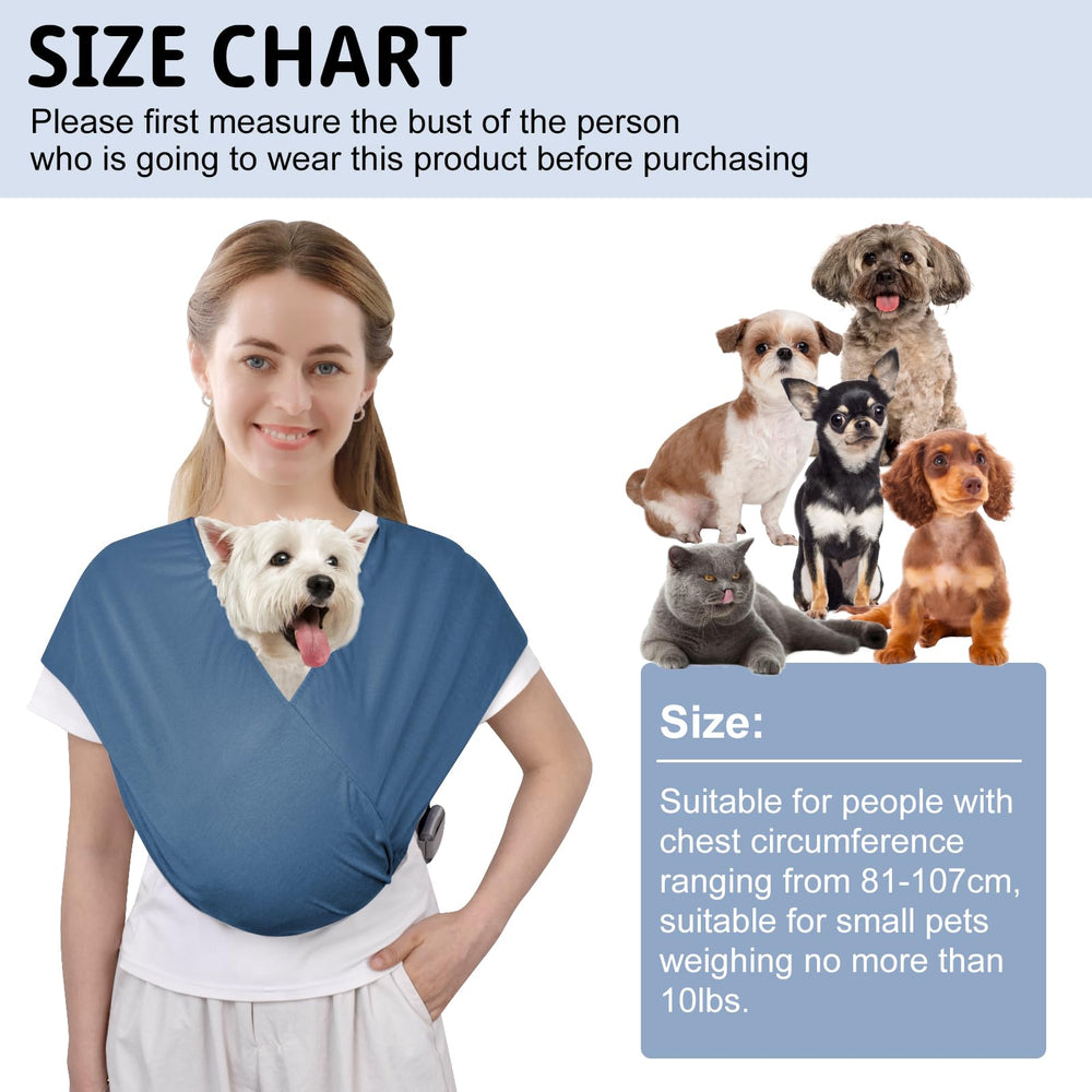 Cuby Swaddle Dog Sling Blue adjustable fit for different family members during walks.