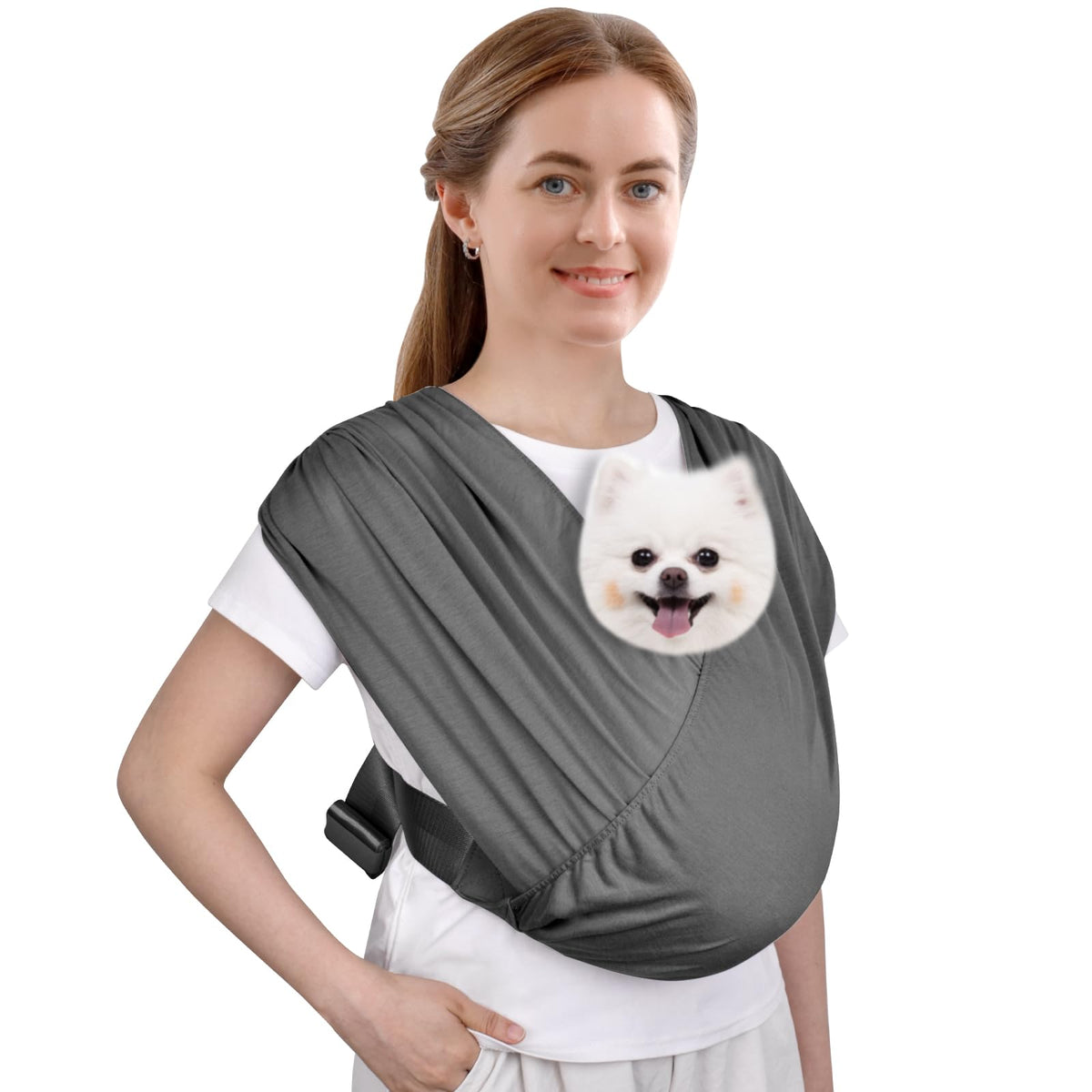 Cuby swaddle dog sling shows lightweight carry for walks and trips