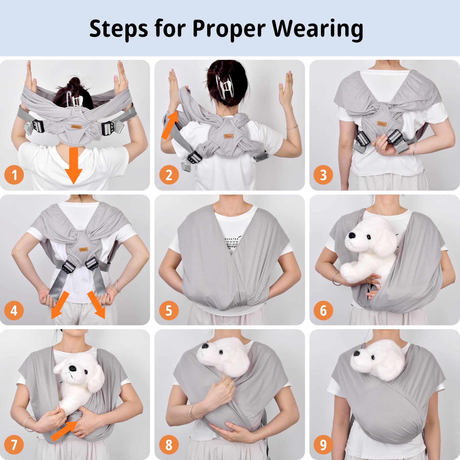CUBY Swaddle Dog Sling Carrier snug-fit design keeps your pet secure during outings.