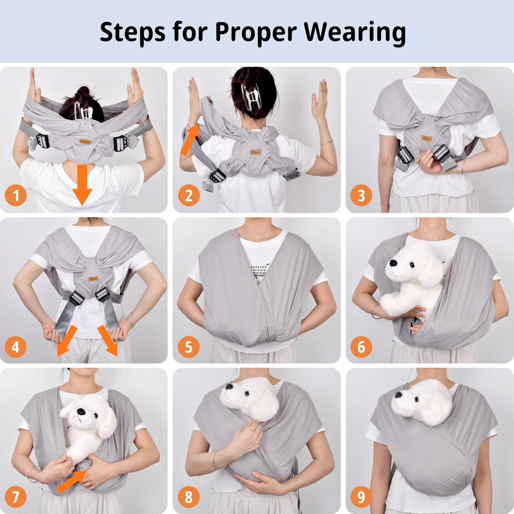 CUBY Swaddle Dog Sling Carrier snug-fit design keeps your pet secure during outings.
