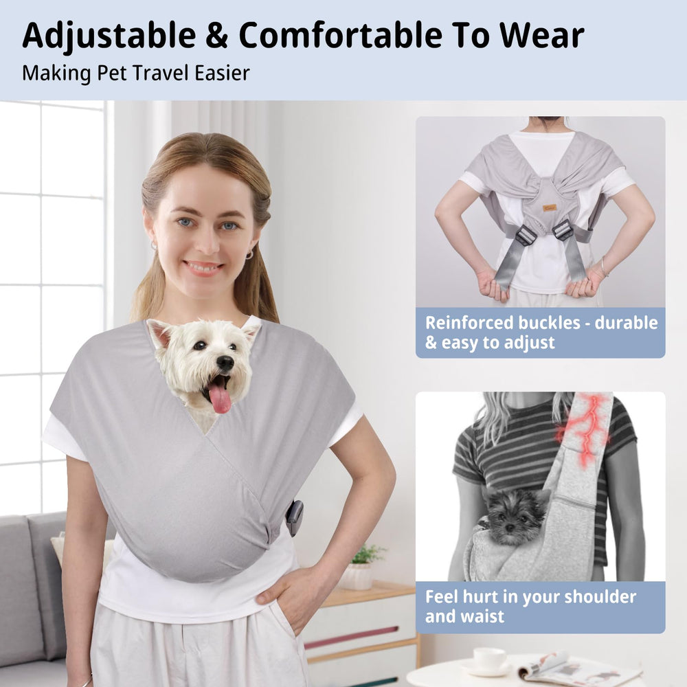 CUBY Swaddle Dog Sling Carrier supports pets up to 10 lbs for tiny dogs on the go.