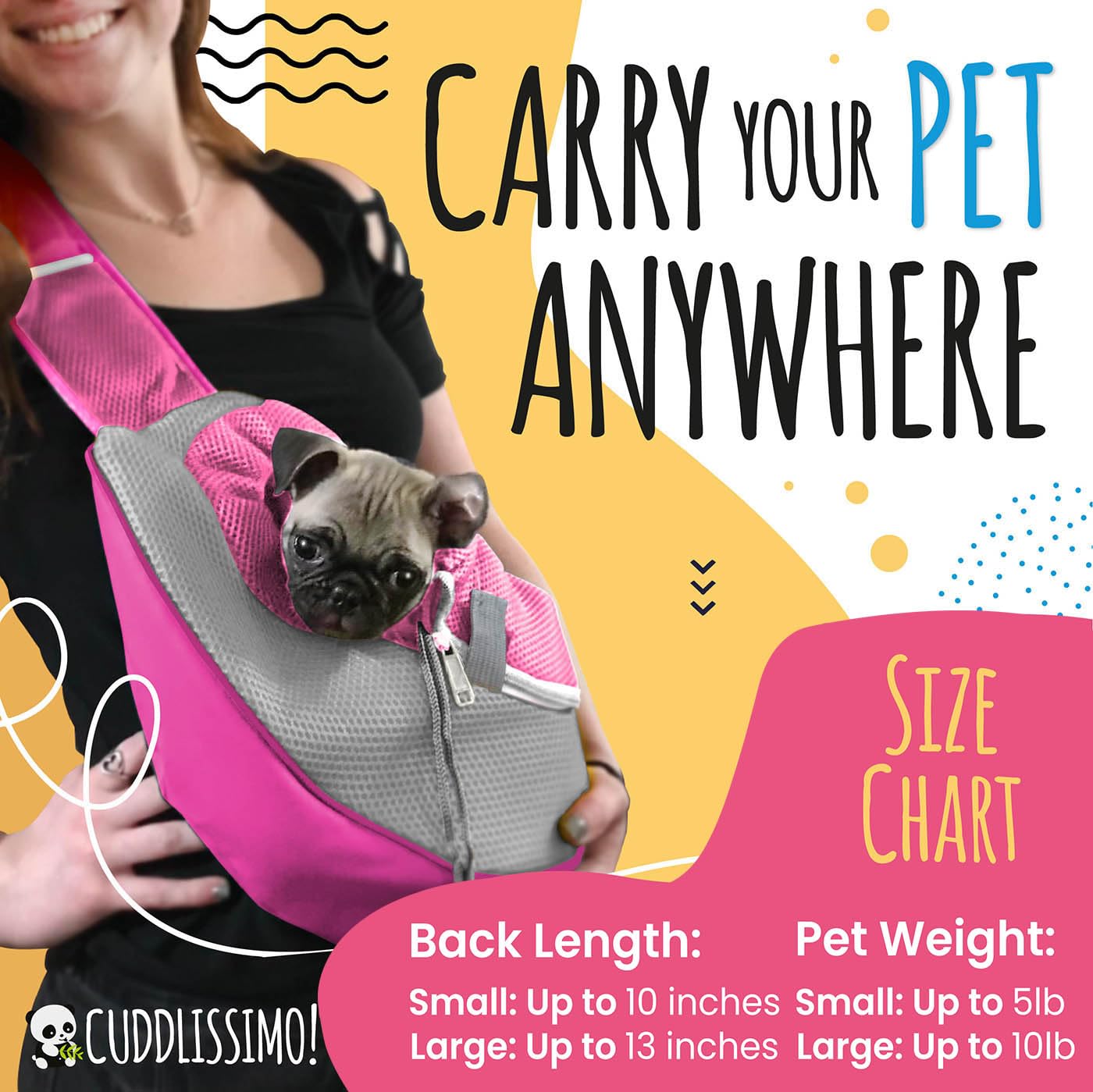 Cuddlissimo! pink-l back view shows padded straps for comfortable wear on chest or back.